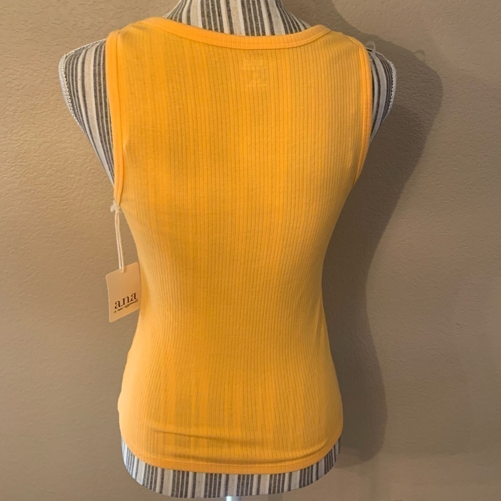 NWT a.n.a. Tank Top PS Petite Small Mango Orange Ribbed Straight Neck Cotton - Picture 7 of 12